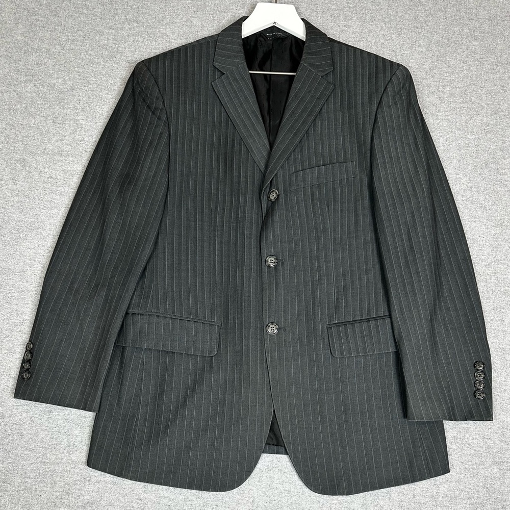 Angelo Rossi Blazer Jacket Mens Small 38 Pinstripe Hand Tailored Formal Suit‎